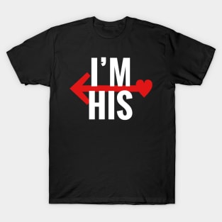 I'm His Left Arrow Black Couple Matching T-Shirt